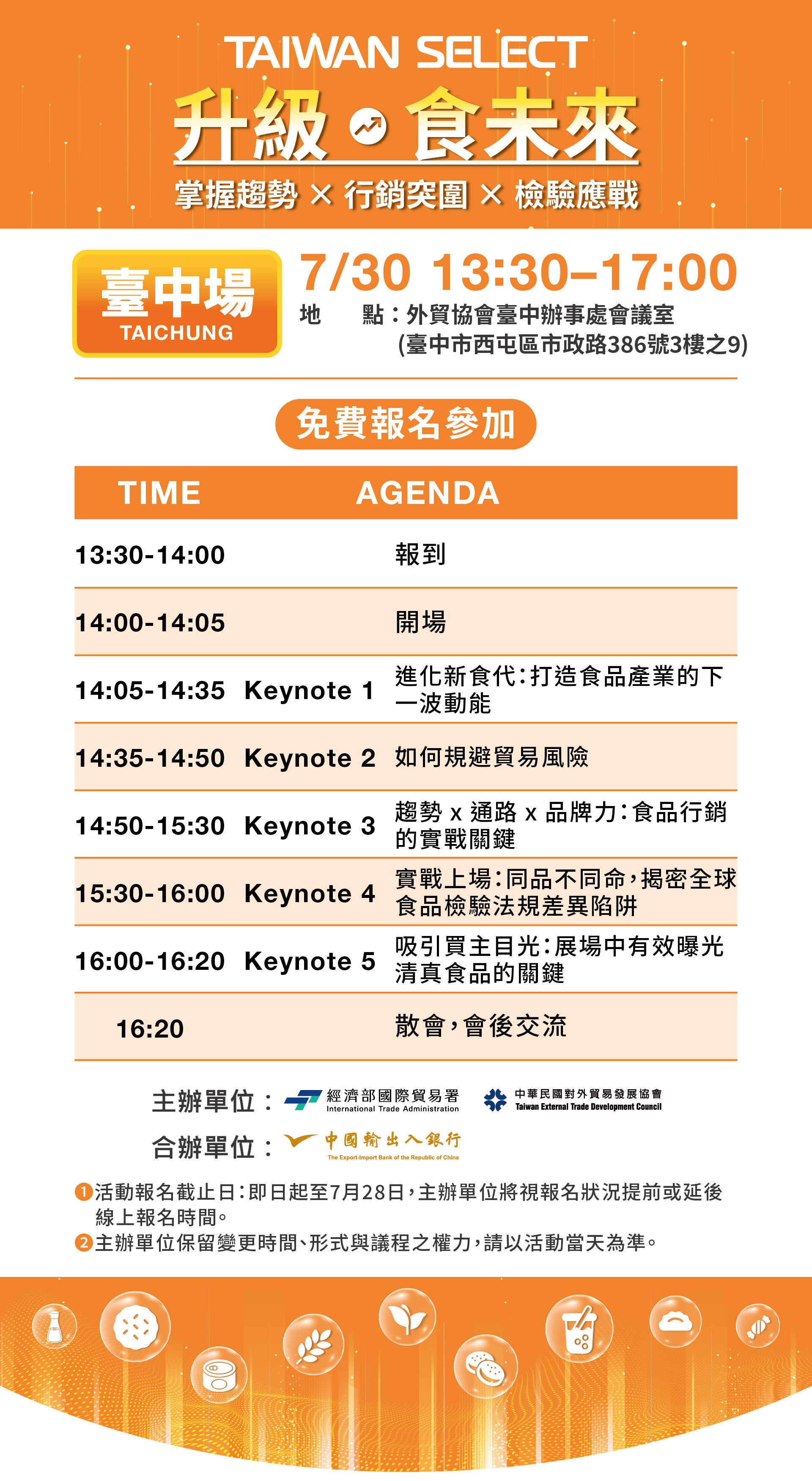 免費報名參加 時間:7/30 13:30-17:00 地點:外貿協會台中辦事處會議室